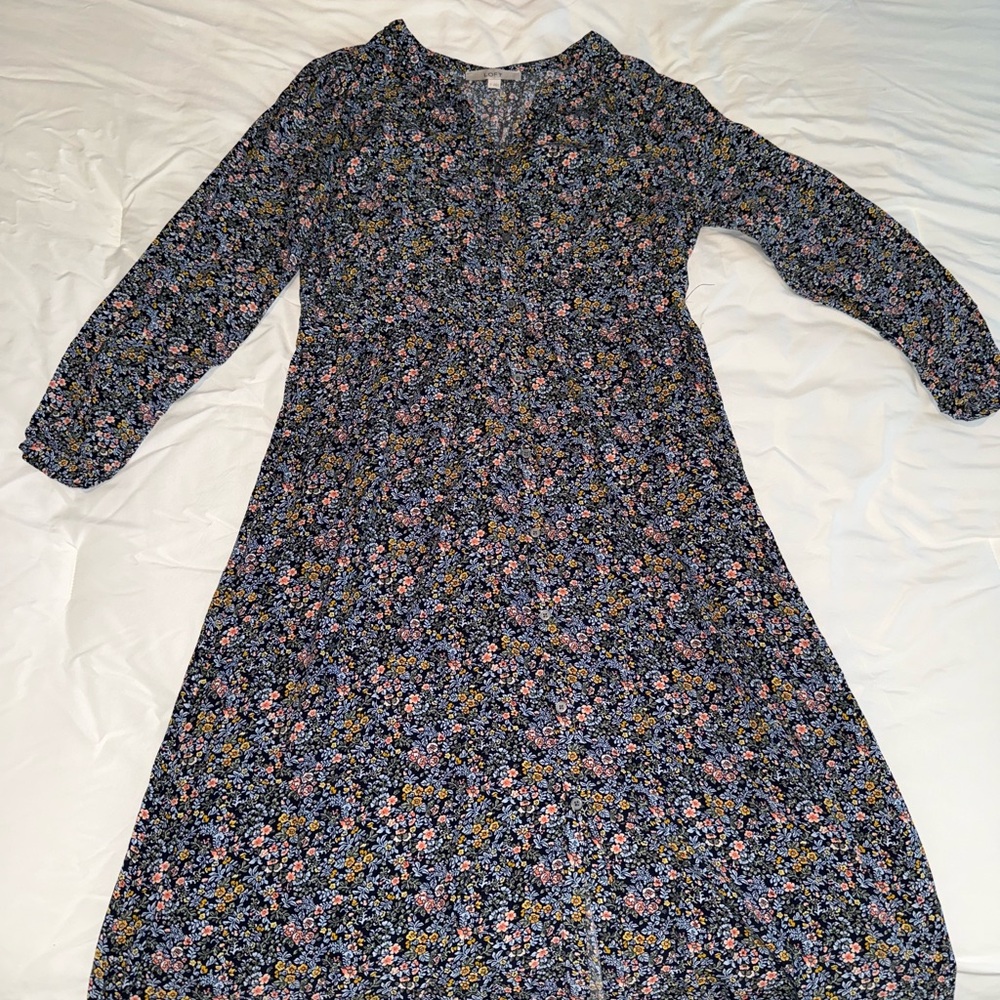 LOFT Multicolor Floral Long Sleeve Dress